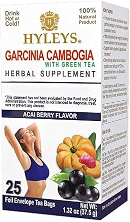 Hyleys Tea Garcinia Cambogia with Acai Berry - 25 bags (100% Natural, Sugar Free, Gluten Free and Non GMO)