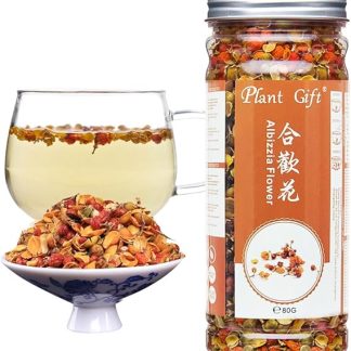 Plant Gift Albizia Julibrissin Blooming Tea, 合欢花 HE HUAN HUA Loose Leaf Tea, Detox Tea, Chinese Health Tea 80g / 2.82oz
