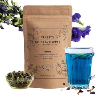 Vannh Blue Pea Tea Shankhpushpi Flower Tea (30 Gm, 60 Cup) | Ayurvedic Sun-Dried Herbal Tea For Mental Clarity | Caffeine-Free Tea Brewed Hot & Cold | Great For Children Cognitive Development