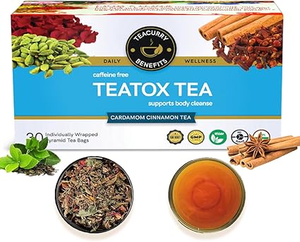Teacurry Teatox Tea (30 Tea Bags,1 Month Pack) - Helps with Body Cleanse and Detoxifying | NON-GMO Herbal Tea