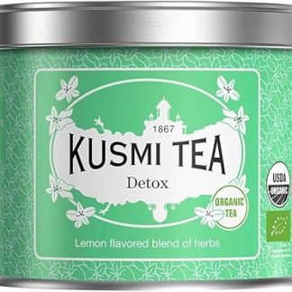 Kusmi Tea - Detox Bio - Organic green tea, maté tea and herbal blends lemon flavored - Metal Tea Can 100g - About 40 cups