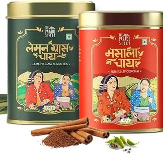 The Pahadi Story Masala Tea 175Gm + Lemongrass Tea 175Gm Combo Pack For The Tea Lovers - Summer Harvest Blend Refreshing, Ideal For Holistic Health And Immunity Strengthening
