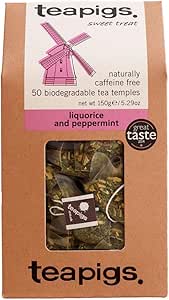 teapigs Liquorice and Peppermint Tea Bags Made With Whole Leaves, 50 Count, Sweet, liquorice, mint (5422)