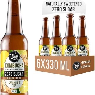 Toyo Kombucha - Sparkling Fermented Tea | Ginger Lemon Zero Sugar | 330Ml (Pack Of 6) - Rich In Probiotics And Antioxidants 330 Ml (Pack Of 6)