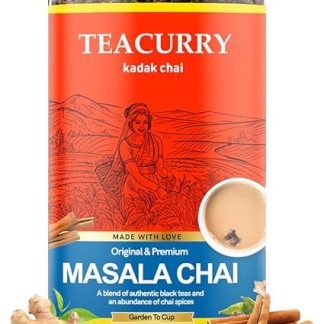 TEACURRY Masala Chai (100 Grams, 50 Cups) - Masala Assam Tea For Digestion - 100% Natural Spiced Black Tea With Real Elachi, Ginger, Cinnamon, Bay Leaves, Pepper, Turmeric & More | Masala Tea Chai