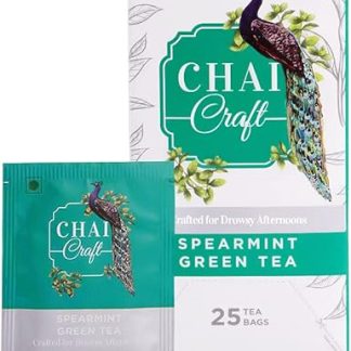 Chai Craft Spearmint Green Tea, Cooling and Refreshing Herbal Green Tea for Hormonal Imbalance & Weight Management, 25 Tea Bags