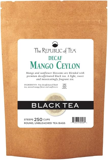 The Republic of Tea Decaf Mango Ceylon Black Tea, Refill Pack of 250 Tea Bags