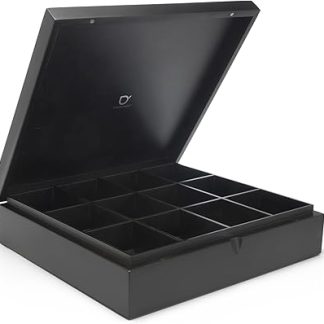 Bredemeijer Tea Box 12 Compartments Bamboo Without Window, Black