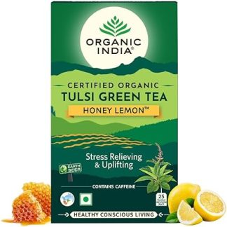 ORGANIC INDIA Tulsi Green Tea Honey Lemon 25 Teabags, 200 Grams 1 Count (Pack Of 25)