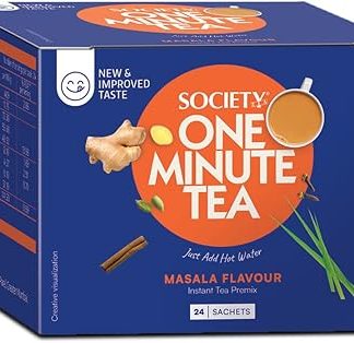 Society One Minute Tea | Pack Of 24 | Travel Pack | Masala Tea | 336 G | Strong Blend | Made With Indian Spices | Pack Of 1 336 G (Pack Of 1)