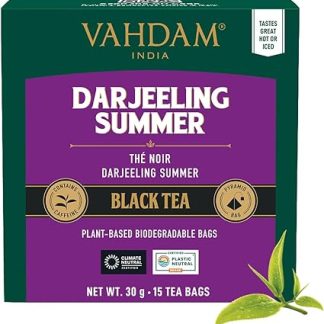 VAHDAM, Darjeeling Black Tea Bags (15 Count) High Caffeine, Non GMO, Gluten Free | Smooth & Sweet Tea With Distinguished Fruity Notes | Full Bodied | Individually Wrapped