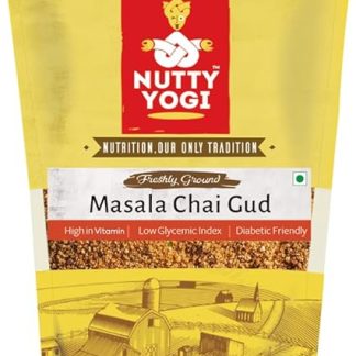 NUTTY YOGI Masala Chai Gud 500 Gm I 100% Natural I Boosts Immunity I Low Gi I Unique Taste I Indian Ethnic I Pepper, Ellaichi, Ginger, Nutmeg I Made With Pure Jaggery 500 G (Pack Of 1)