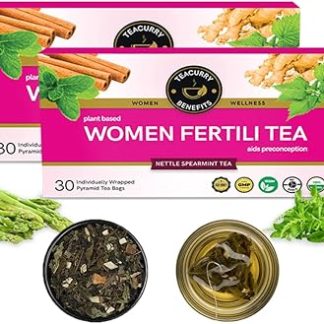 TEACURRY Women Support Tea - 2 Months, 60 Teabags- Spearmint, Asparagus, Shatavari, Nettle - Helps with Hormonal Balance, Tubal Blockage, Fibroids and Menopause (60 Tea Bags | 2 Month Pack)