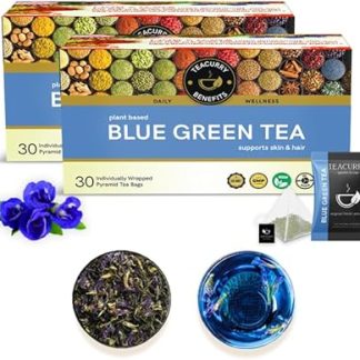 TEACURRY Blue Green Tea (60 Tea Bags) | Helps with Weight Loss, Skin Glow, Hair Care, Brain Health | Blue Pea Green Tea | Blue Butterfly Green Tea for Weight Loss
