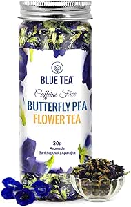 BLUE TEA-Butterfly Pea Flower Tea-30gm-60+ Cups|SUPER ANTIOXIDANT|Caffeine Free||Aparajita-Shankhpushpi||Flower Based-Herbal Tea-Non-GMO|Featured In Shark Tank|Reusable Pet Jar