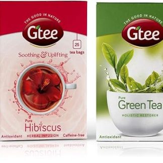GTEE Green Tea Bags - Regular & Hibiscus Tea Bags, 25 Tea bags (Pack of 2)