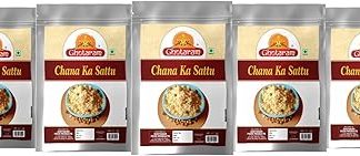 GHOTARAM Fibre Rich Chana Sattu/Cattu Mavu/Roasted Gram Flour|Cooling summer drink|Low glycemic index flour/Sattu|Protein-Rich Chana Sattu Atta/Flour|Rich Indian beverage-1200g(pac 5x 240g)