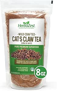 HerbaZest Cat's Claw Tea (Uña de Gato) - 8oz (225g) - Premium Wild-crafted & 100% Pure Bark - Caffeine Free - Immune Support & Antioxidants