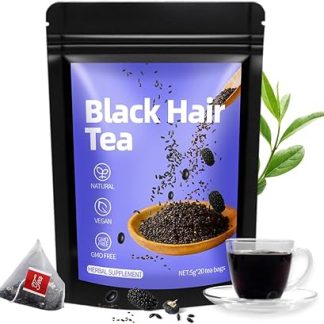 VAEYAE 20 Pcs Natural Black Hair Tea, Five Plants Black Rice Sesame Goji Berries Mulberry to Support Healthy Hair Growth, for Man & Woman Hair Thickning and Darkening, Nourish Hair Scalp