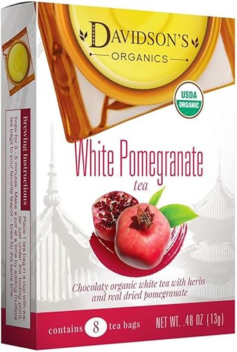 Davidson's Tea White Pomegranate, 8-Count Tea Bags (Pack Of 12)