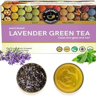 TEACURRY Lavender Green Tea (1 Month Pack, 30 Tea Bags) - Helps to Regulate Blood Sugar & Cardiovascular Health | Calming Tea | Made With Green Tea leaves & Lavender Flower