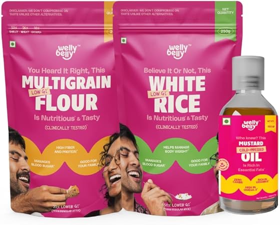 Balanced Diet Bundle | Cold Pressed Mustard Oil, Low GI White Rice, Multigrain Flour