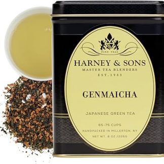 Harney & Sons Loose Leaf Green Tea, Japanese tea with brown rice kernals, tin Genmaicha, 8 Ounce