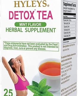 HYLEYS Tea Wellness Detox Green Tea Mint - 25 Tea Bags (100% Natural, Sugar Free, Gluten Free and Non-GMO), Mint, 25.0 Count