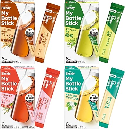 (Amazon.co.jp Exclusive) AGF Blendy My Bottle Stick Tea Set of 4 Drinking Comparison Set, Rooibos Tea, Jasmine Tea, Fruit Tea