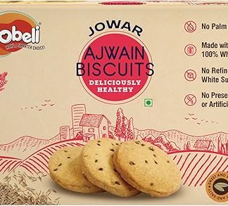 Zerobeli Sweet & Salty Jowar Ajwain Biscuits - 425G (Pack Of 1) | Wholegrain Digestive Cookies | No Added Preservatives/ Artificial Colors | Healthy, Nutritious, And Delicious | Vegetarian