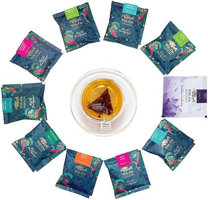 TGL Best Sampler Tea Bags, Tea Assortment | 10 Teas, 2 Pyramid Tea Bag of Each | Best of Green Tea, Black Tea, Oolong Tea & Herbal Tea Bags | 20 Tea Bags
