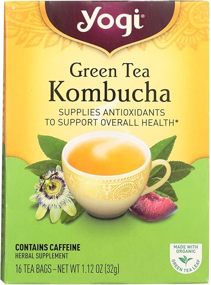 Yogi Tea Co Organic Kombucha Green Tea - 16 bags per pack - 6 packs per case.