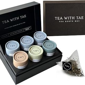 Tea with Tae Tea Bento Box Luxury Tea Gift Box for all occasions - 6 Premium Blends, 30 Biodegradable, Plastic-Free Pyramid Bags (90 Cups) - Eco-Friendly Gift