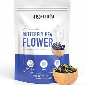 Homtiem-Dried Butterfly Pea Flower 3.5oz(100g), Non-GMO, Vegan, Natural and Healthy, Food and Drink, Skin and Hair,