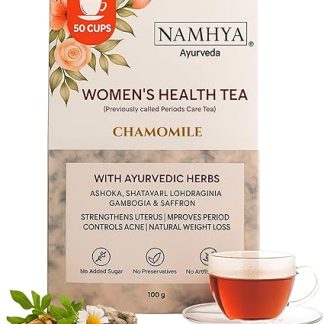 Namhya Ayurveda Women Health Tea with Shatavari, Ashoka & Ashwagandha - Supports Ease in PMS, PCOS, Hormonal Balance, Estrogen Regulation, Menstrual Health & Better Period Cycle - 100g - Chamomile