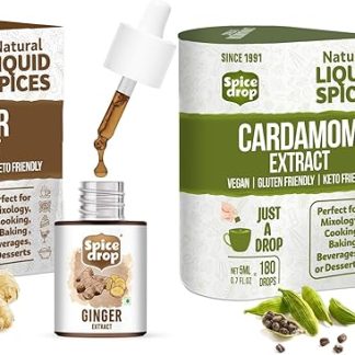 Spice Drop Spicy Tea Combo ( Natural Extract of Cardamom and Ginger ), 10ml, 180 drops, for Food, Beverages and Dessert