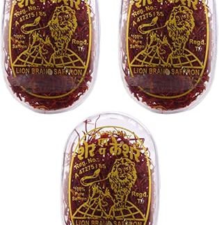 Lion Saffron, 3g, Original Kashmiri Lacha Keshar/ Kesar for Biryani, Tea, Pooja and Milk (Pack of 3 (3 X 1gm = 3grams))