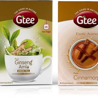 GTEE Green Tea Bags - Ginseng & Cinnamon Tea Bags, 25 Tea bags (Pack of 2)