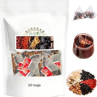 Kidney Tea Formula Ginseng Five Treasure Tea, Ginseng Six Treasure Combination Scented Red Date Wolfberry Chinese Kidney Cleanse Men's Health Mulberry Herbal Beverage for Men Women (1)