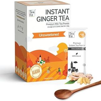 TeaFit Premium Zero Sugar Instant Ginger Tea Pack of 50 Sachets (700gm) | Ginger Tea Premix | No Sugar Milk Chai Premix | Ready to Drink | Adrak Chai Powder | Instant Premix