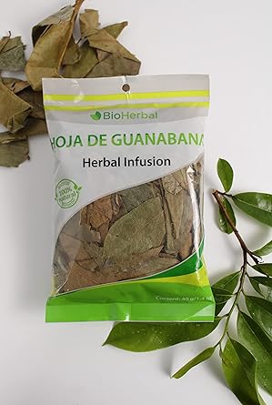 Bio Herbal-Loose dried soursop leaves for tea ( Hojas De Guanabana ) 40gr/ 1.4OZ. Organic and caffeine free-product from Peru - Naturally supports liver immune system.