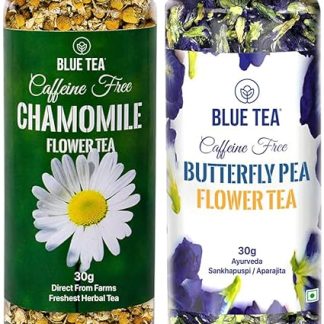 BLUE TEA - Combo Pack - Butterfly Pea Flower Tea (30 Gms ) + Chamomile Flower Tea (30 Gms) | Detox Herbal & Sleep Tea, Iced Teas | Pet Jar Pack