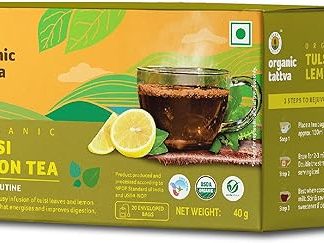 ORGANIC TATTVA , Organic Tulsi Lemon Tea- 20 Tea Bags | With Benefits Of Tulsi And Green Tea | All Natural Flavour, Zero Calories - Boosts Metabolism & Reduces Waist 20 Count (Pack Of 1)