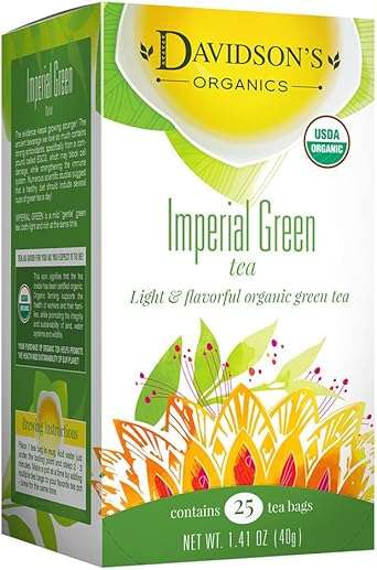 Davidson's Tea Imperial Green Tea, 25-Count Tea Bags, 1.41 Oz (Pack of 6)