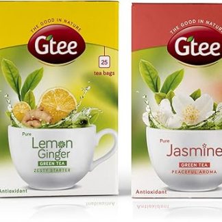 GTEE Green Tea Bags - Lemon & Ginger & Green Tea Bags - Jasmine, 25 Tea bags (Pack of 2)