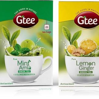 GTEE Green Tea Bags - Mint & Green Tea Bags - Lemon & Ginger, 25 Tea bags (Pack of 2)