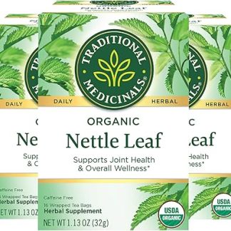 Traditional Medicinals Organic Nettle Leaf Herbal Tea, Supports Joint Health & Overall Wellness, (Pack of 3) - 48 Tea Bags Total