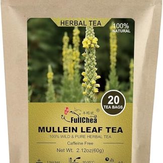 FullChea -Mullein Leaf Tea Bags, 20 Teabags, 3g/bag For Lungs - Non-GMO - Caffeine-free - Natural Healthy Herbal Tea For Detox & Respiratory Support