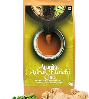 Arunika Ginger Cardamom Tea (250 Gram, Pack Of 1) | Ginger Cardamom Tea 250 Gram | Kadak Assam Tea Blended With 100% Natural Adrak And Elaichi