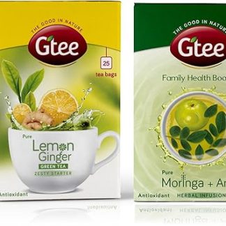 GTEE Green Tea Bags - Lemon & Ginger & Moringa Tea Bags, 25 Tea bags (Pack of 2)